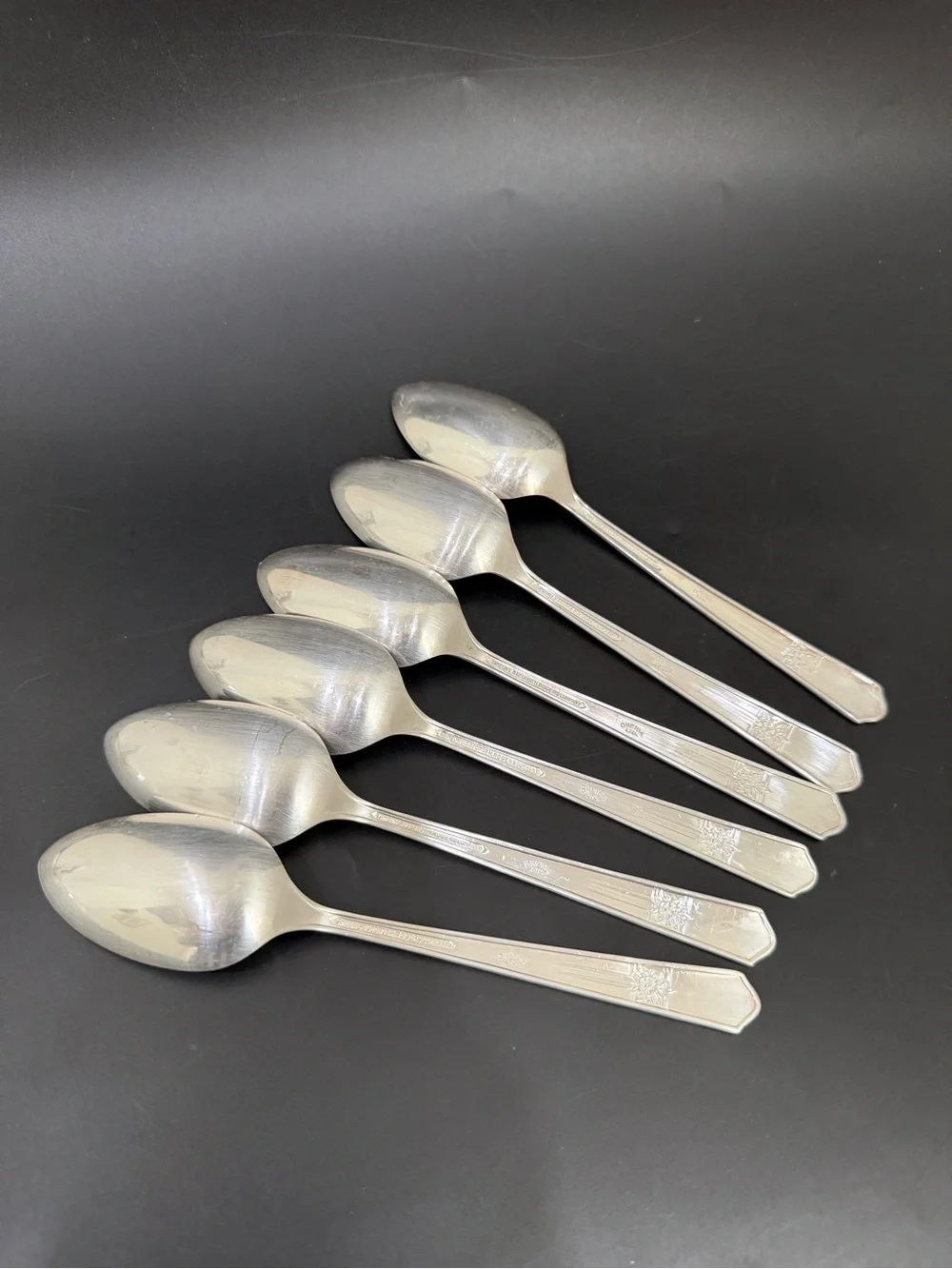 6pc Vintage ONEIDA Simeon & George Rogers Co. Silver Rose Silver-plate Spoons